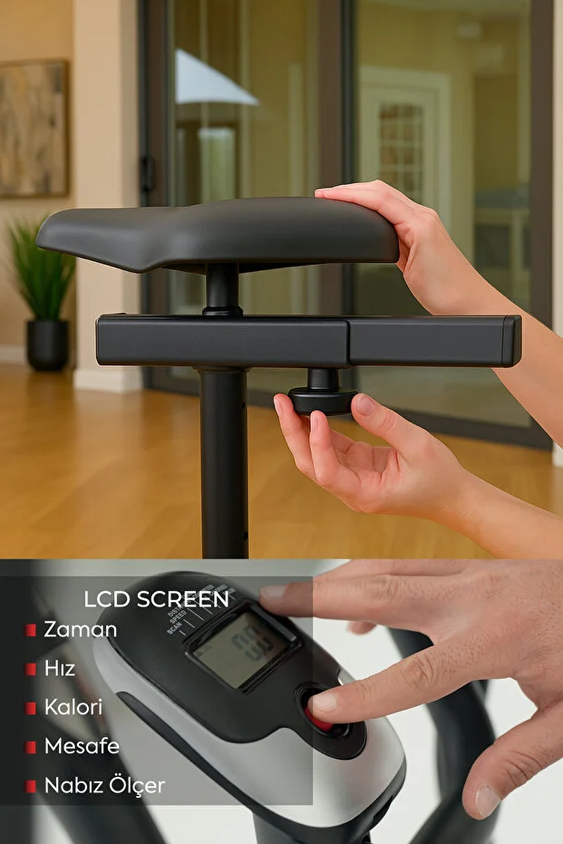 kochler 2'si 1 Arada Nabız Ölçer Kondisyon Bisikleti - Egzersiz Aleti - Eliptik Bisiklet - Kondisyon Aleti(120 Kg Kapasiteli)